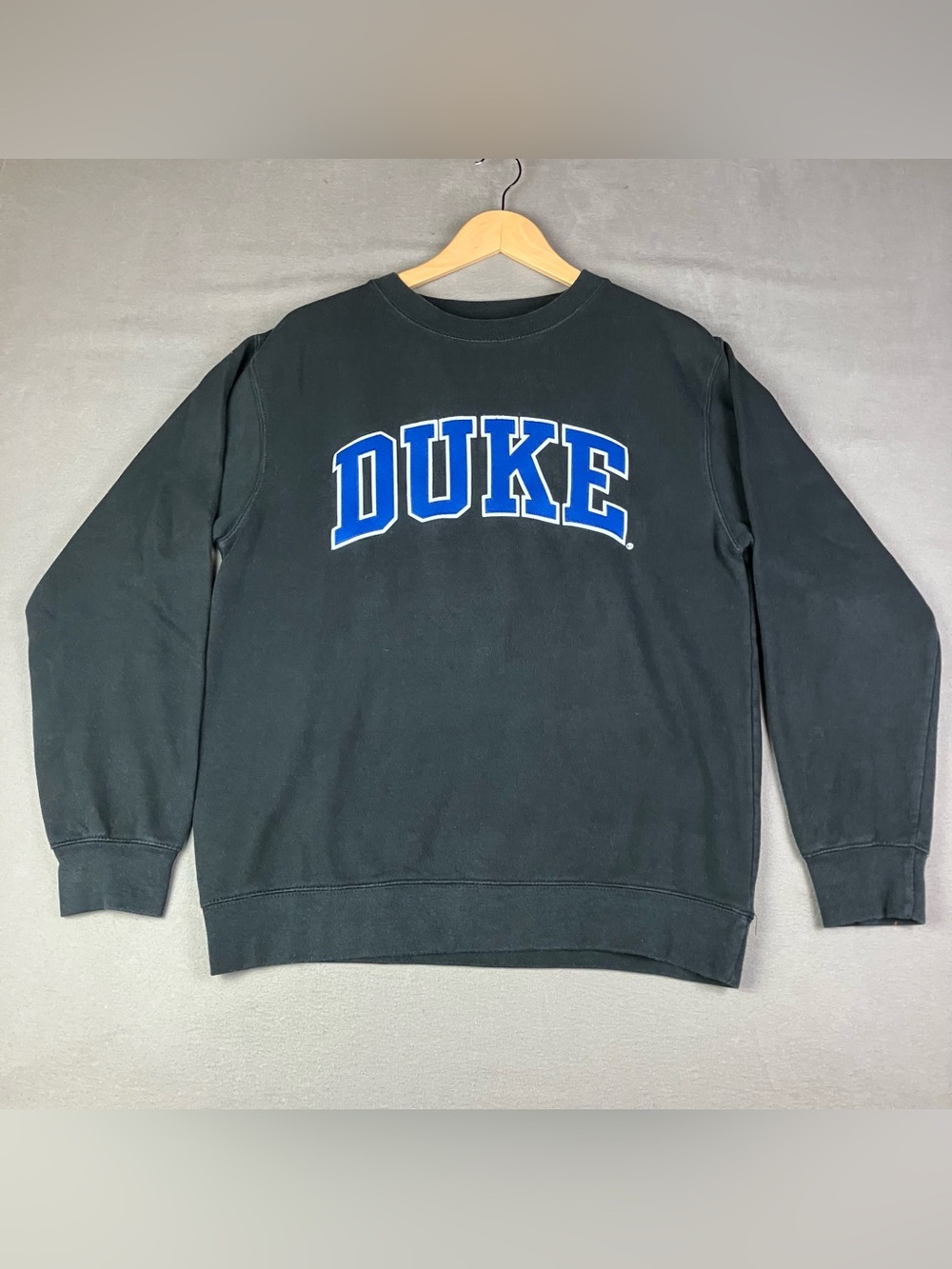 VTG Y2K Duke University Crewneck Sweater Size Small Unisex Black Embroidered. In